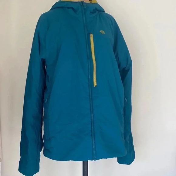 MOUNTAIN Hardware sz M teal jacket with yellow interior midweight zip pockets - Picture 1 of 8
